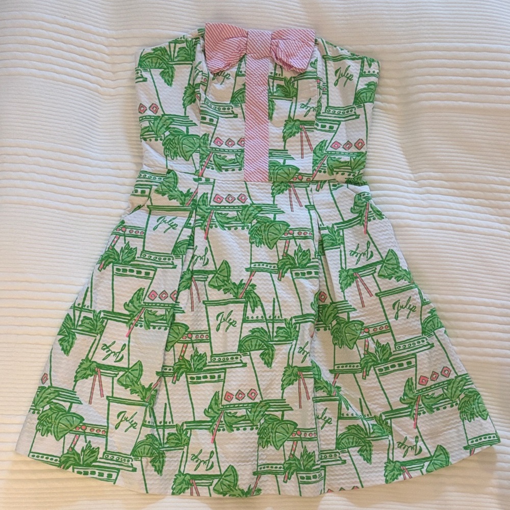 Lilly Pulitzer Green and Pink Strapless Dress